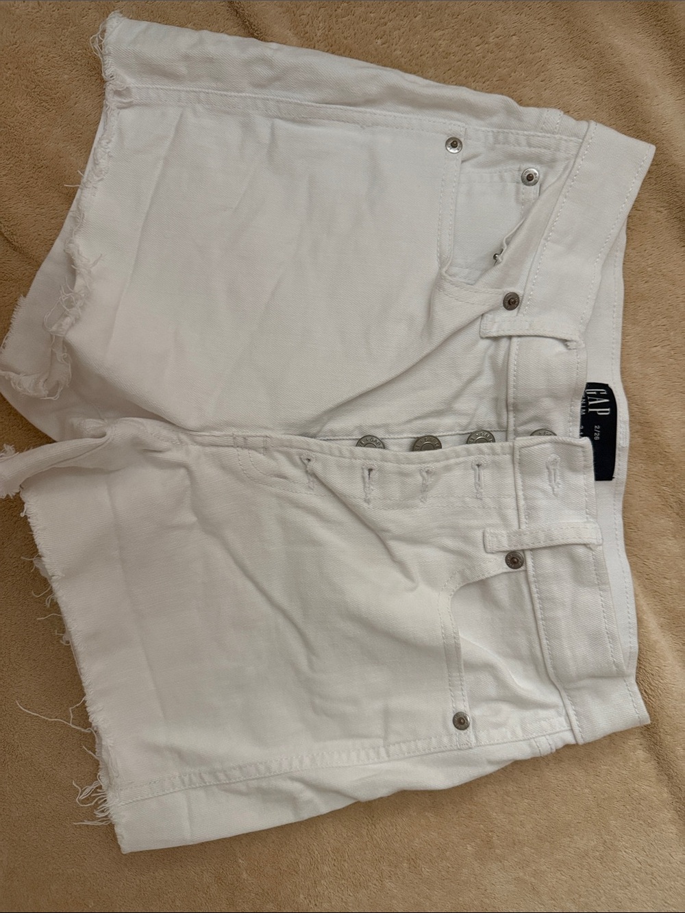 GAP White Frayed Hem Denim Shorts